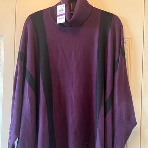 black and fig(purple) turtle neck with dolman sleeves and button cuffs